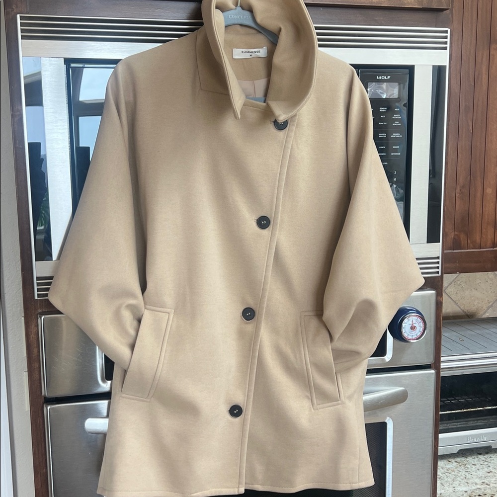 Commense Khaki Solid Pocket Button Coat Jacket Pe… - image 6